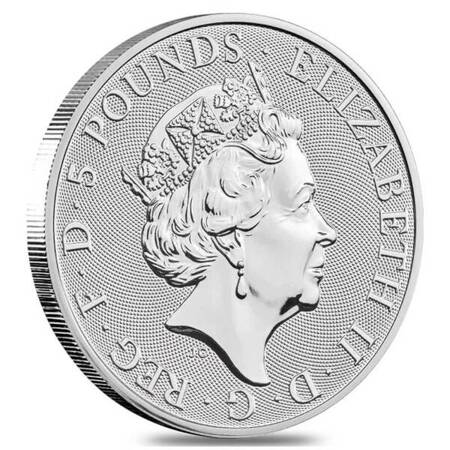 Srebrna moneta Bestie Królowej: Biały Lew 2020 2 oz (24h)