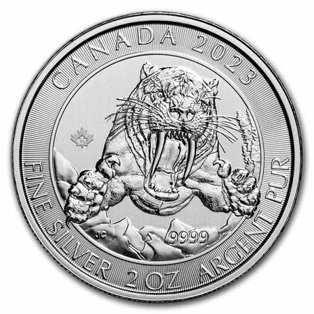 Srebrna moneta Kanada 10$ Smilodon 2023 2 oz (24h)